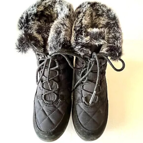 L.L. Bean Tek 2.5 Waterproof Fur Lined Suede Nylon Boots Size 6.5 - Picture 1 of 8